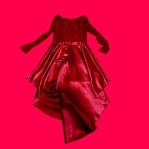 Red Lace Formal Red Dress w/ Sleeves